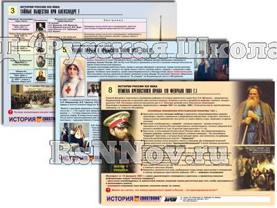 Комплект таблиц по истории раздат. "История России XIX в." (цвет., лам. А4, 10 шт.)