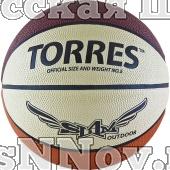 Мяч баск. любит. "TORRES Slam" арт.B00065, р.5, износостойкая резина, нейлоновый корд, бутиловая камера, бежево-бордово-оранжевый