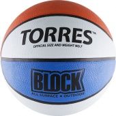 Мяч баск. любит. "TORRES Block" арт.B00077, р.7, износостойкая резина, нейлоновый корд, бутиловая 