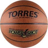 Мяч баск. трен. "TORRES Power Shot" арт.B10087, р.7, синт. кожа (ПУ), нейлоновый корд, бутиловая камера, для зала и улицы, темнооранжево-золотисто-черный